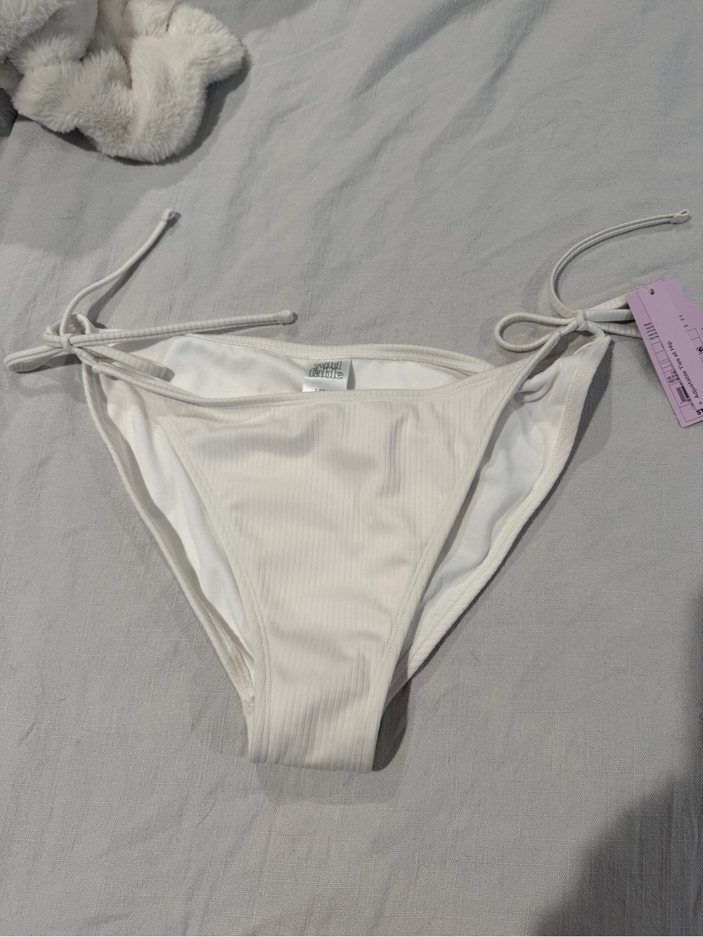 wild fable Cream Ribbed Tie-Side Bikini Bottoms